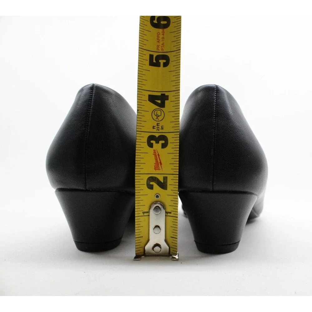 Comfortview Women's Vida Pumps 8.5W Black Faux Leather Slip On Low Heel Shoes‎